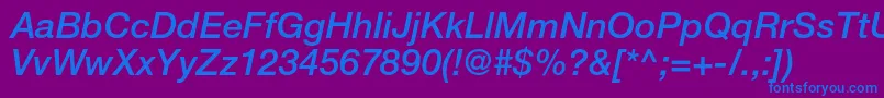 HelveticaneueltstdMdit Font – Blue Fonts on Purple Background