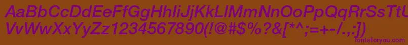 HelveticaneueltstdMdit Font – Purple Fonts on Brown Background