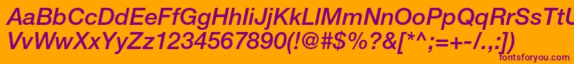 HelveticaneueltstdMdit Font – Purple Fonts on Orange Background