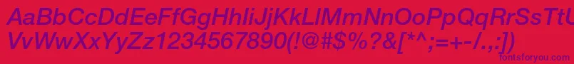 HelveticaneueltstdMdit Font – Purple Fonts on Red Background