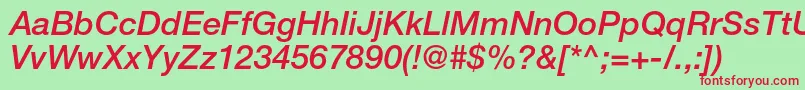 HelveticaneueltstdMdit Font – Red Fonts on Green Background