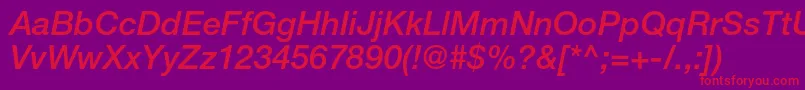 HelveticaneueltstdMdit Font – Red Fonts on Purple Background