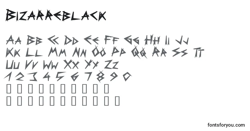 characters of bizarreblack font, letter of bizarreblack font, alphabet of  bizarreblack font