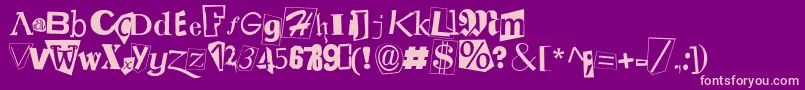 Czcionka Ransomnote – różowe czcionki na fioletowym tle