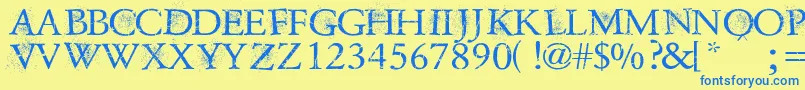 DustOverhaulPersonnalUseVersion Font – Blue Fonts on Yellow Background