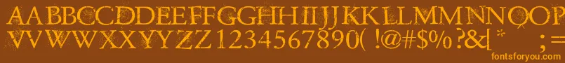 DustOverhaulPersonnalUseVersion Font – Orange Fonts on Brown Background