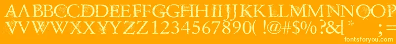 DustOverhaulPersonnalUseVersion Font – Yellow Fonts on Orange Background