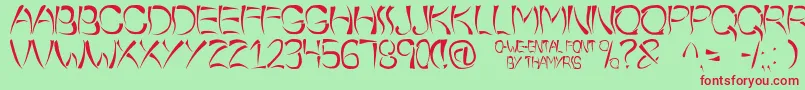 OWeeEntal Font – Red Fonts on Green Background