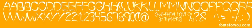 OWeeEntal-Schriftart – Weiße Schriften auf orangefarbenem Hintergrund