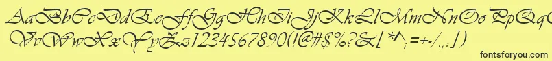 フォントVivaldiItalic – 黒い文字の黄色い背景