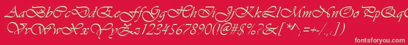 Шрифт VivaldiItalic – зелёные шрифты на красном фоне