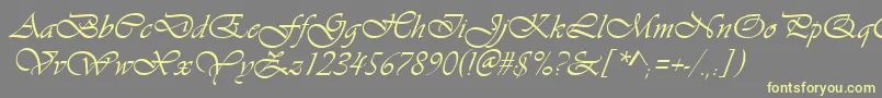 Fonte VivaldiItalic – fontes amarelas em um fundo cinza