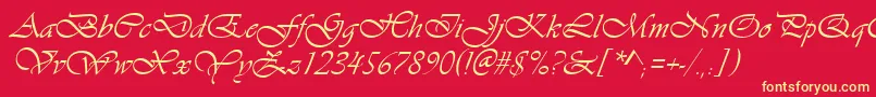 Шрифт VivaldiItalic – жёлтые шрифты на красном фоне