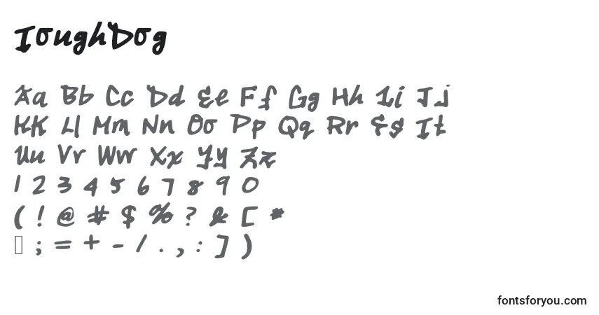 Czcionka ToughDog – alfabet, cyfry, specjalne znaki