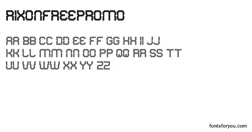 Schriftart RixonFreePromo – Alphabet, Zahlen, spezielle Symbole