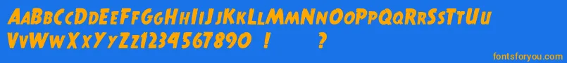 TrueCrimes Font – Orange Fonts on Blue Background