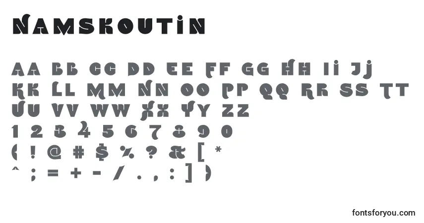 Namskoutin-fontti – aakkoset, numerot, erikoismerkit