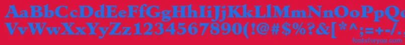 MinisterstdBlack-Schriftart – Blaue Schriften auf rotem Hintergrund