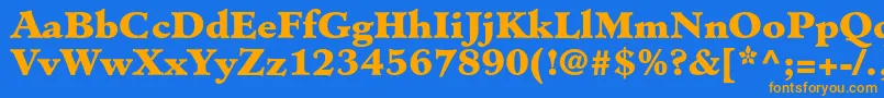 MinisterstdBlack-Schriftart – Orangefarbene Schriften auf blauem Hintergrund