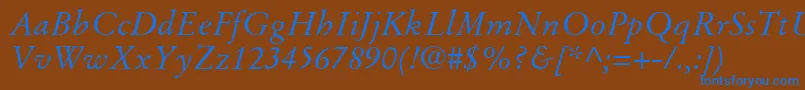 StempelGaramondLtItalic Font – Blue Fonts on Brown Background