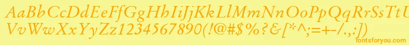 StempelGaramondLtItalic Font – Orange Fonts on Yellow Background