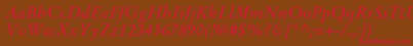 StempelGaramondLtItalic Font – Red Fonts on Brown Background