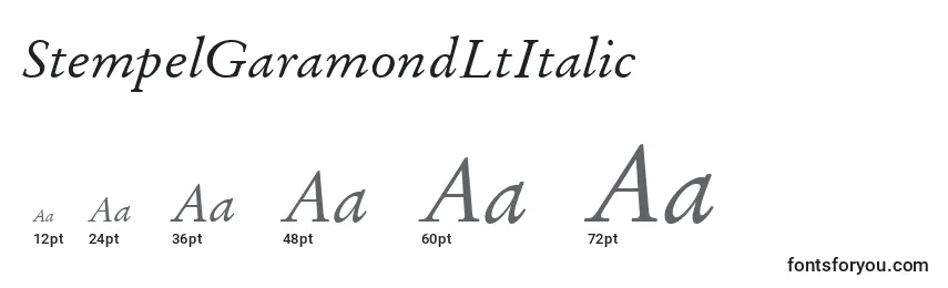 Размеры шрифта StempelGaramondLtItalic