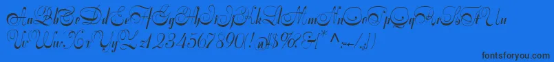 Symphoniecat-Schriftart – Schwarze Schriften auf blauem Hintergrund