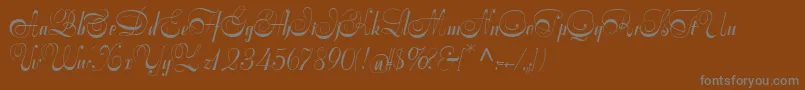 Symphoniecat-Schriftart – Graue Schriften auf braunem Hintergrund