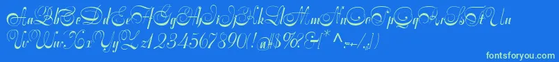 Symphoniecat Font – Green Fonts on Blue Background