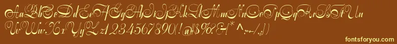 Symphoniecat Font – Yellow Fonts on Brown Background