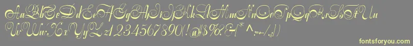 Symphoniecat-Schriftart – Gelbe Schriften auf grauem Hintergrund