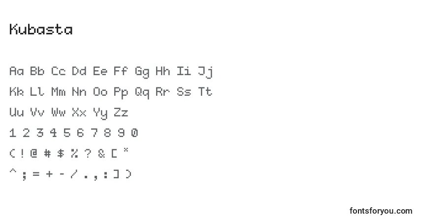 Czcionka Kubasta – alfabet, cyfry, specjalne znaki