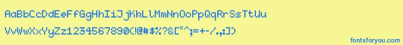 フォントKubasta – 青い文字が黄色の背景にあります。