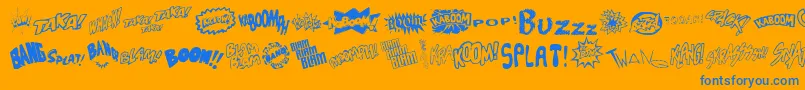 Soundfx-Schriftart – Blaue Schriften auf orangefarbenem Hintergrund