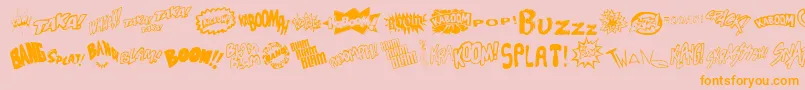 Soundfx-Schriftart – Orangefarbene Schriften auf rosa Hintergrund