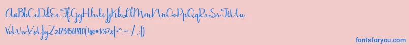 JasmineReminiscentseBold-Schriftart – Blaue Schriften auf rosa Hintergrund