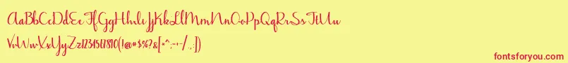 JasmineReminiscentseBold-fontti – punaiset fontit keltaisella taustalla
