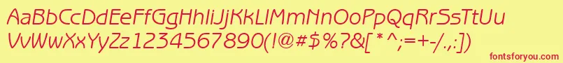 フォントBenjaminGothicItalic – 赤い文字の黄色い背景