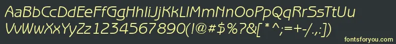 フォントBenjaminGothicItalic – 黒い背景に黄色の文字