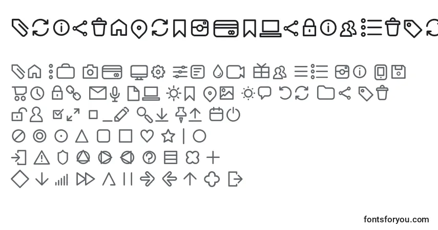 Czcionka AristaProIconsLightTrial – alfabet, cyfry, specjalne znaki