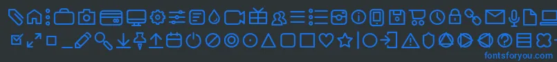 フォントAristaProIconsLightTrial – 黒い背景に青い文字