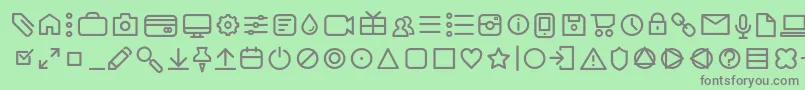 フォントAristaProIconsLightTrial – 緑の背景に灰色の文字