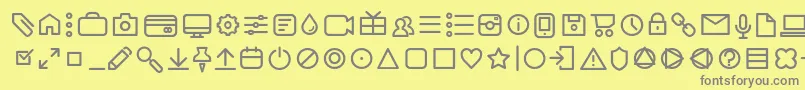 フォントAristaProIconsLightTrial – 黄色の背景に灰色の文字