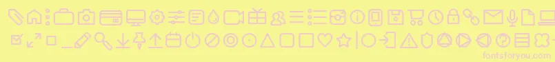 AristaProIconsLightTrial-fontti – vaaleanpunaiset fontit keltaisella taustalla