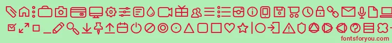 AristaProIconsLightTrial Font – Red Fonts on Green Background