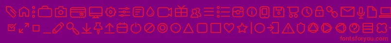 フォントAristaProIconsLightTrial – 紫の背景に赤い文字