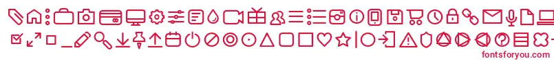 フォントAristaProIconsLightTrial – 白い背景に赤い文字