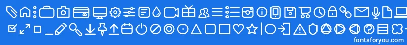 Czcionka AristaProIconsLightTrial – białe czcionki na niebieskim tle