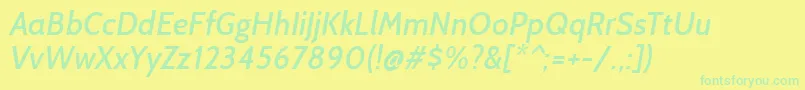 Fonte CabinMediumitalic – fontes verdes em um fundo amarelo
